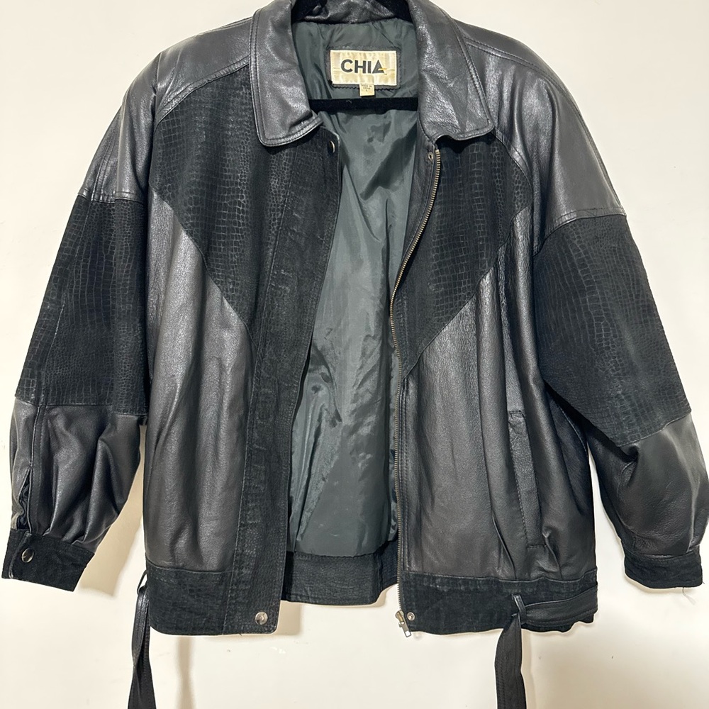 Black Leather Bomber Jacket